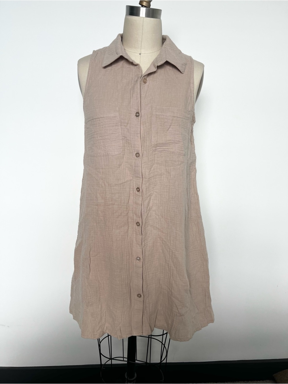 Z Supply Collared Sleeveless Button-Front Pocket Dress